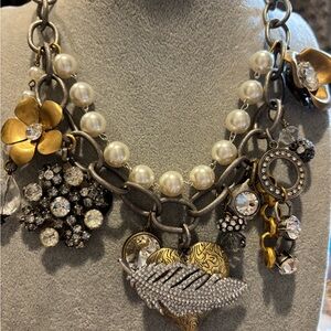 Elegant Gold and Silver Statement Necklace